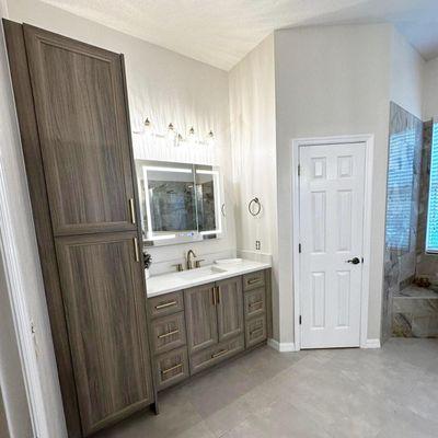 Master Bath renovation with custom cabinets!