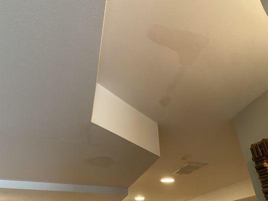 Water damage to our basement ceiling from Springsteen Water Conditioning (after over 24 hours of drying).