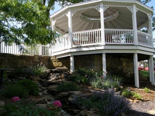 Tranquil Inn gazebo and waterfall garden