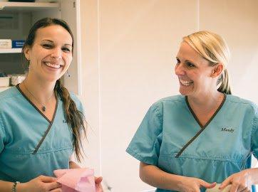 Rachel, dental assistant (left) 
 Mandy, Hygienist (right)