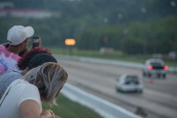 Spectators watching on.