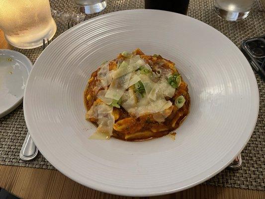 Half portion of cavatelli with veal Ragu. Delicious.