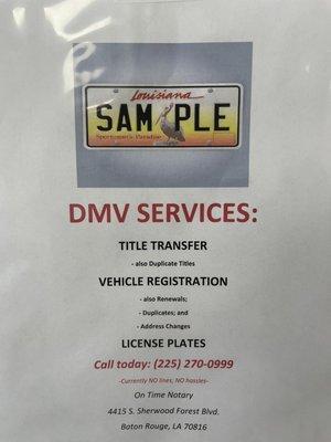 Title Transfer; License Plates; Vehicle Registration