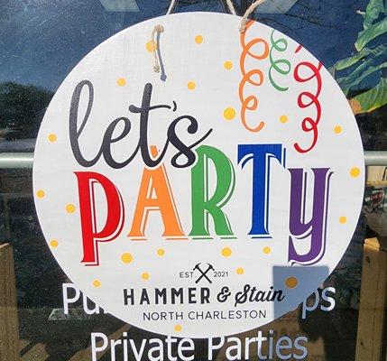 Let's Party door hanger