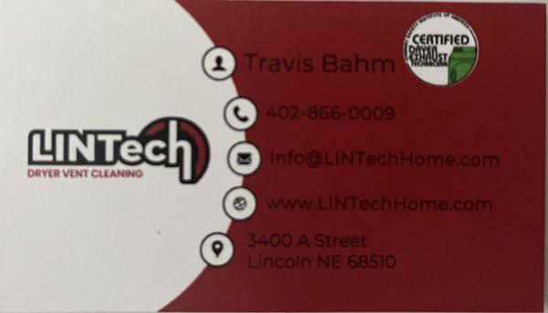 Business Card for dryer lint removal.