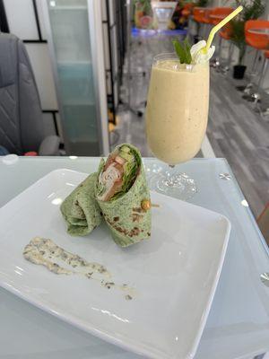 Turkey wrap with the Hangover Smoothie