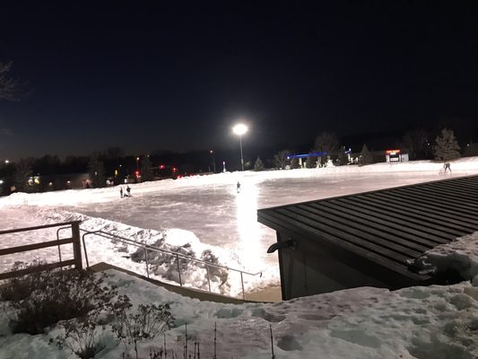 Outdoor pleasure rink in winter. Lovely.