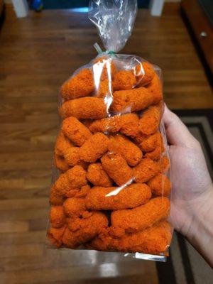 Some bulk food treats we found for our dogs during our trip here. They look like cheese puffs lol