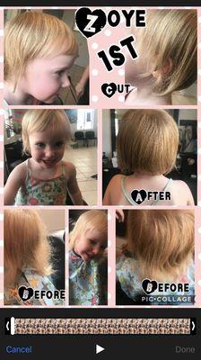 Zoye's frist haircut a Very cut 4 year old bob