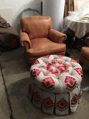 Ottoman and wing chair