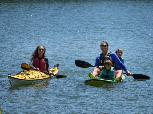 Family paddling session on Lake Hartwell, Clemson, SC