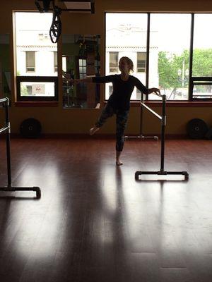 Mimi leading Barre class