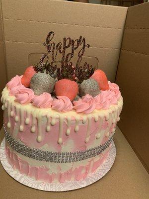 Pretty in pink birthday cake