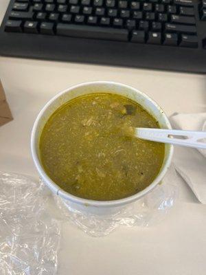 Not a great photo but what a wonderful soup.  Chicken with pepper.  Basically taste like chicken poblanos.