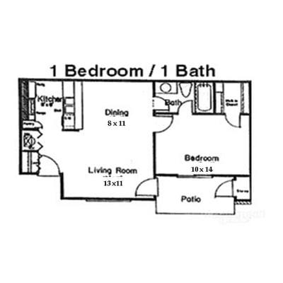 Sm 1bd/1ba Floor Plan