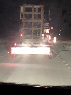 This guy was driving a Texas Signs truck and a trailer, was driving like a maniac cutting off passenger cars and changing lanes!