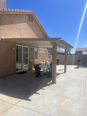 Installed patio two tone with lights.