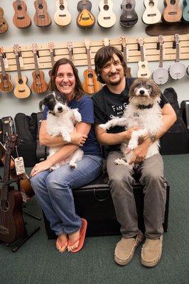 John and Genie with Scruffy and Ziggy....the fuzzy store mascots!!