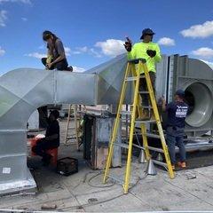 install of commercial exhaust fan. All hands on deck.