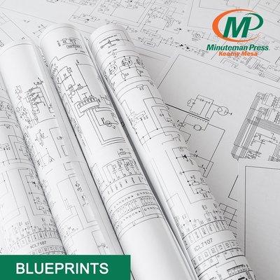 Blueprints, black and white or full color.