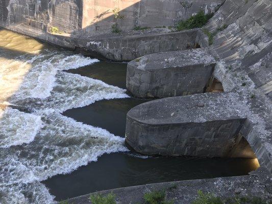 Base of the dam at normal water level