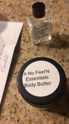 Samples of Shea Body butter Dragon Lady perfume.