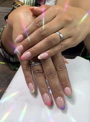 Gel manicure + French+ different colors