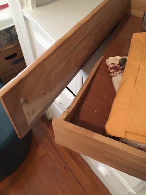 Broken end table drawer