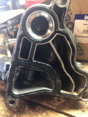 The only thing wrong with this oil filter housing is a bad gasket!