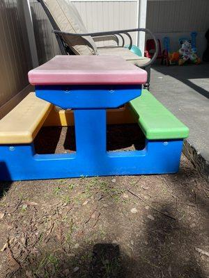 Picnic table for outdoor snacks