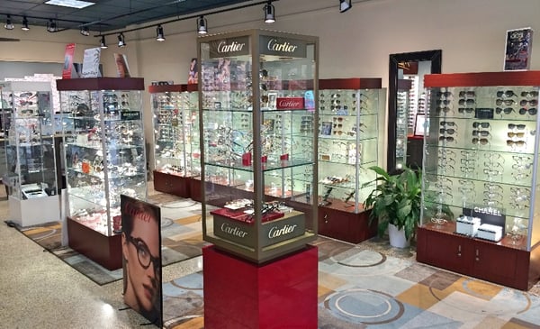 Cartier, Chanel, Oliver Peoples, Gucci, Rayban, Oakley, Prada, Roberto Cavali, Tag, Porsche Design, and more.