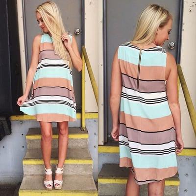 We can't get over this color comboShop our new striped tunic at your nearest Lotus store!