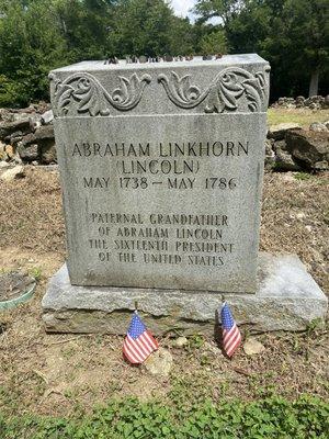 The grave of Abraham Lincoln's grandfather. Do note that the birth date is incorrect. He was actually born in 1744.