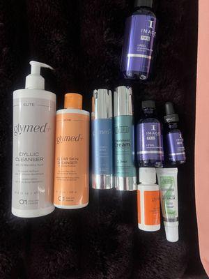 Products used for a chemical peel for acne.