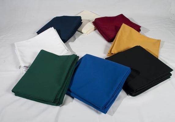 We have the largest color selection of napkins and linens in the region, including seasonal and holiday color selections.