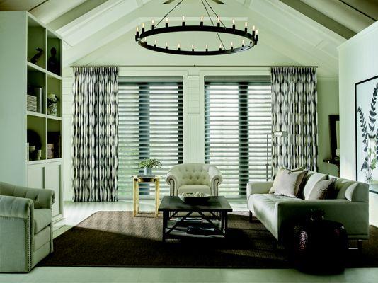 Hunter Douglas Pirouettes with Design Studio Drapery Panels