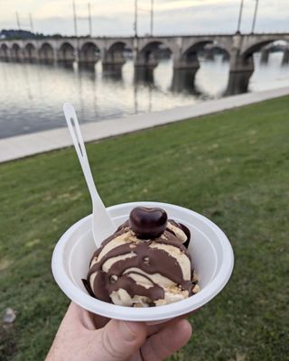 The Macy recommended dish. Coffee Ice Cream, graham cracker mix in and chocolate shell. All VEGAN!