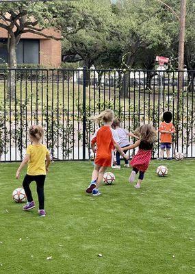 They do soccer shots, too! The girls loved getting to learn with their friends every week.