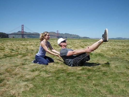 Personal training available outdoors in SF at Crissy Field, Lyon St. stairs and the Marina Green.