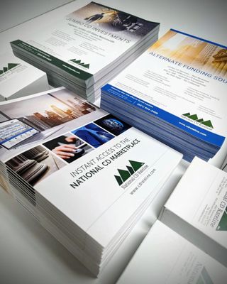 Custom designed and printing on Folded Brochures, flyers and business cards.