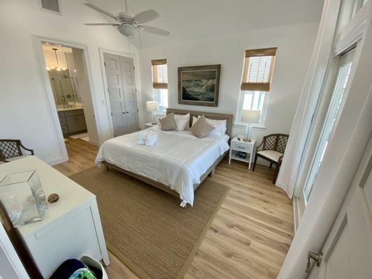 The Ocean Room is set apart from the other bedrooms in the back of the home!