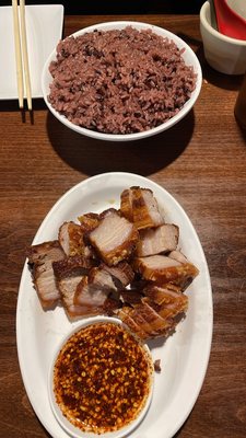 Pork belly with sticky rice