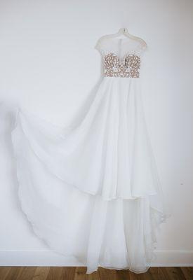 Picture of wedding dress hanging