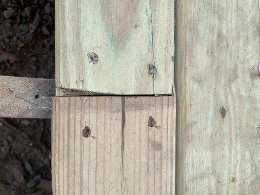 Deck board with damaged wood.