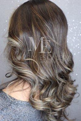 Balayage, hair color, cool blonde, curls