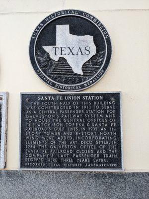 Santa Fe Union Station Historical Marker, Galveston