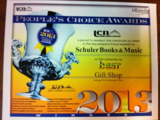 Lansing State Journal People's Choice Award Best Giftshop