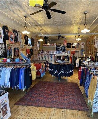 Cool vintage posters and memorabilia on the wall! Great selection of vintage T's and Jackets!