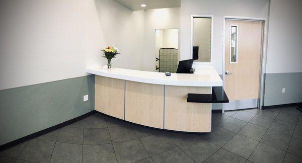 Our Reception Desk as you enter the facility.