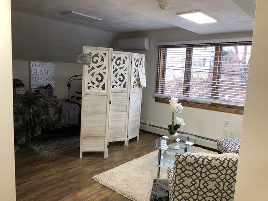 Our spa services..located in the upper level of our salon. It also has its own private entrance.